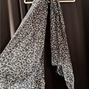 Lightweight Dark Gray Scarf with White Sunglass Print